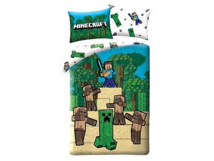 HALANTEX Povlečení Minecraft Creeper a Steve Bavlna, 140/200, 70/90 cm