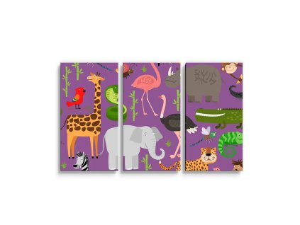 Sablio Obraz - 3-dílný Animované safari - 120x80 cm (Varianta Sablio Obraz - 3-dílný Animované safari - 120x80 cm)