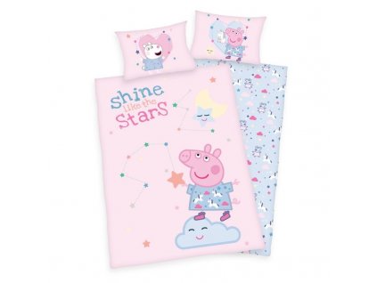 HERDING Povlečení do postýlky Peppa Pig Stars bio bavlna , 100/135, 40/60 cm