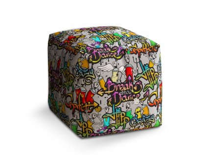Taburet Cube Graffiti 40x40x40 cm