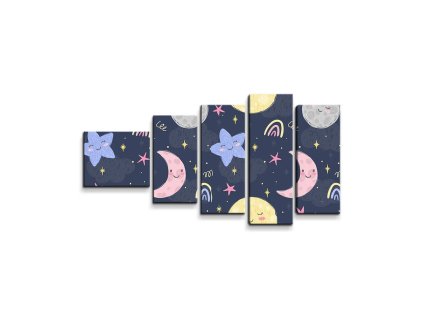 Sablio Obraz - 5-dílný Dětské nebe - 100x60 cm (Varianta Sablio Obraz - 5-dílný Dětské nebe - 100x60 cm)