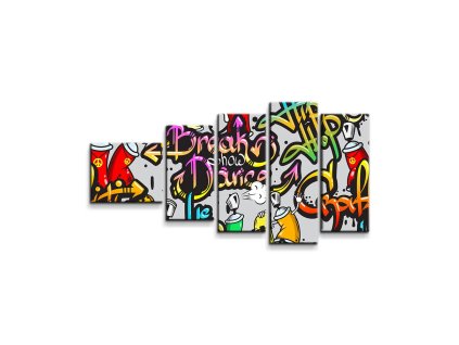 Sablio Obraz - 5-dílný Graffiti - 100x60 cm (Varianta Sablio Obraz - 5-dílný Graffiti - 100x60 cm)