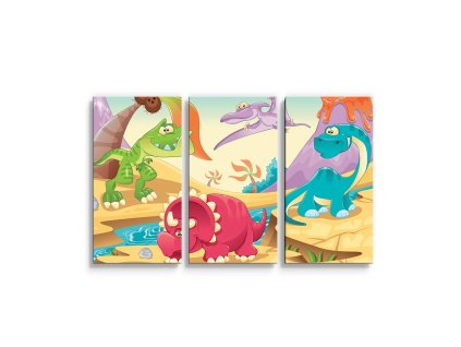 Sablio Obraz - 3-dílný Dinosauři 5 - 120x80 cm (Varianta Sablio Obraz - 3-dílný Dinosauři 5 - 120x80 cm)