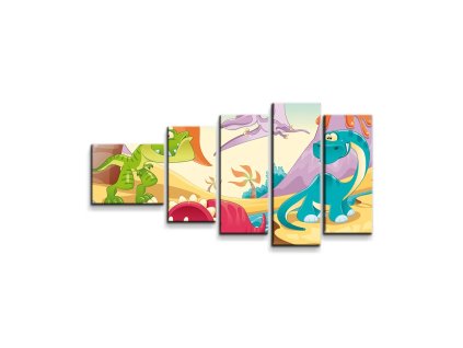 Sablio Obraz - 5-dílný Dinosauři 5 - 100x60 cm (Varianta Sablio Obraz - 5-dílný Dinosauři 5 - 100x60 cm)