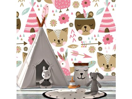 Sablio Tapeta Lesní zvířátka - 125x75 cm (Varianta Sablio Tapeta Lesní zvířátka - 125x75 cm)