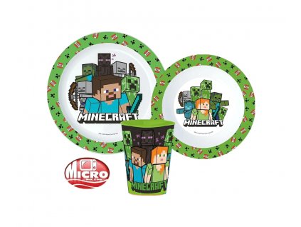 STOR Minecraft dětská jídelní sada z plastu pohár 260ml