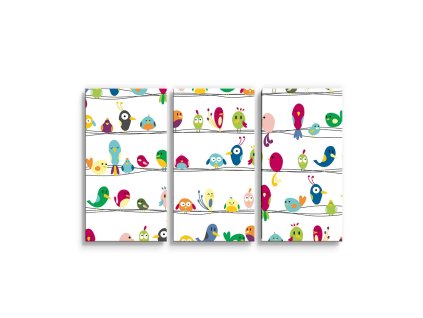 Sablio Obraz - 3-dílný Ptáčci - 120x80 cm (Varianta Sablio Obraz - 3-dílný Ptáčci - 120x80 cm)