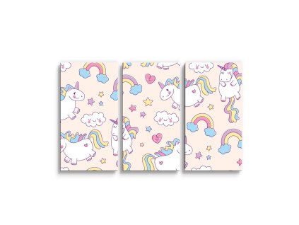 Sablio Obraz - 3-dílný Jednorožci - 120x80 cm (Varianta Sablio Obraz - 3-dílný Jednorožci - 120x80 cm)