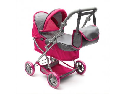 Hluboký kočárek pro panenky Baby Mix Viola růžovo šedý