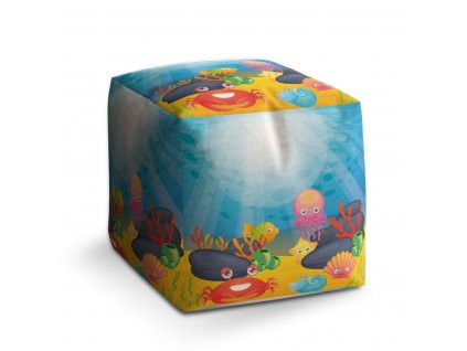 Taburet Cube Podmořský svět: 40x40x40 cm