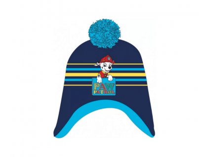 Dětská zimní čepice modrá Tlapková patrola