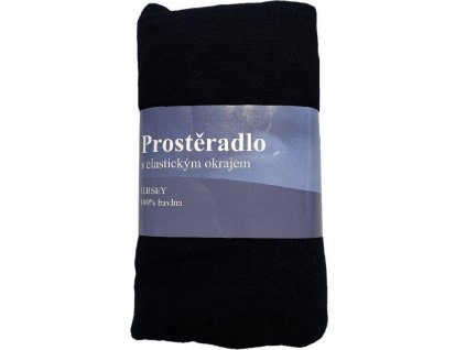 JERRY FABRICS Prostěradlo Jersey Černá Bavlna, 180/200 cm