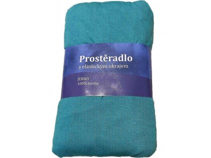 JERRY FABRICS Prostěradlo Jersey Tyrkys zelená Bavlna, 90/200 cm