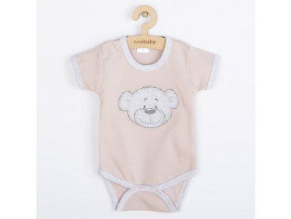 Kojenecké bavlněné body s krátkým rukávem New Baby BrumBrum old pink grey