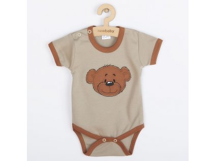 Kojenecké bavlněné body s krátkým rukávem New Baby BrumBrum latte brown