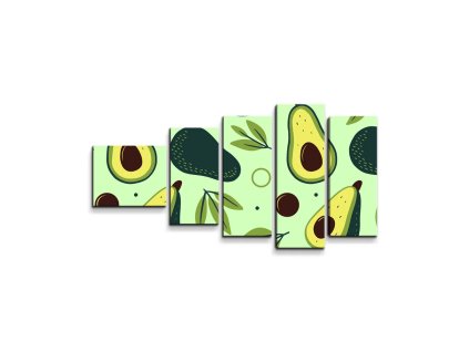 Sablio Obraz - 5-dílný Kreslené avokádo - 100x60 cm (Varianta Sablio Obraz - 5-dílný Kreslené avokádo - 100x60 cm)