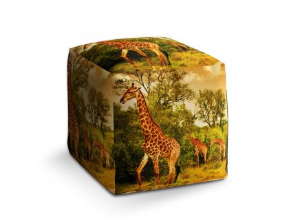 Sablio Taburet Cube Žirafy: 40x40x40 cm  vnitřní vak zdarma