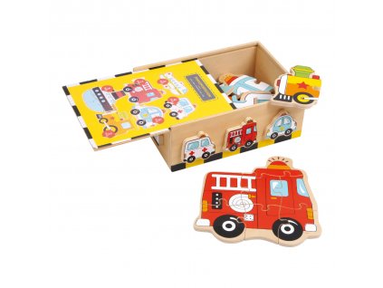 Small Foot Dřevěné hračky puzzle Box vozidla