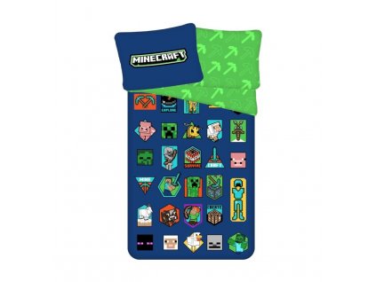 JERRY FABRICS Povlečení Minecraft Badges Bavlna, 140/200, 70/90 cm