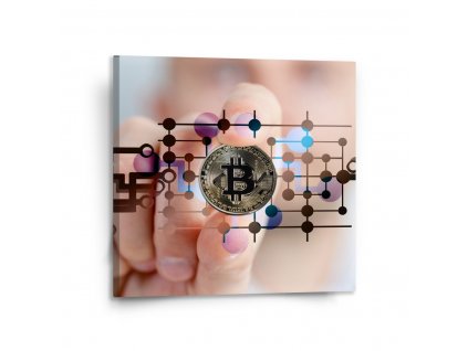 Sablio Obraz Bitcoin - 110x110 cm (Varianta Sablio Obraz Bitcoin - 110x110 cm)