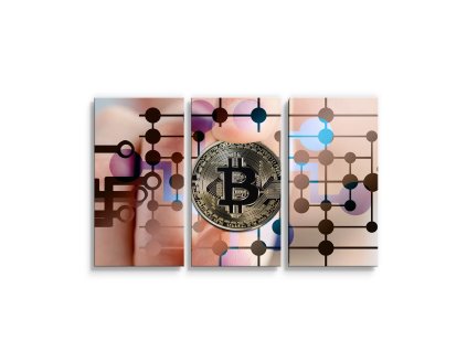 Sablio Obraz - 3-dílný Bitcoin - 120x80 cm (Varianta Sablio Obraz - 3-dílný Bitcoin - 120x80 cm)