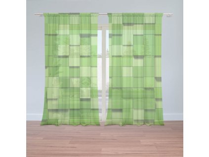Sablio Záclony Green Blocks 3D: 2ks 150x250cm