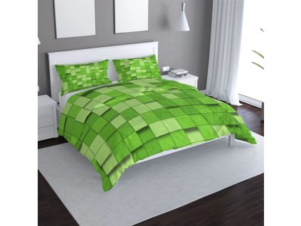 Sablio Povlečení Green Blocks 3D - 140x200 / 90x70 (Varianta Sablio Povlečení Green Blocks 3D - 140x200 / 90x70)