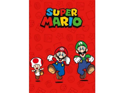 FARO Fleece deka Super Mario red Polyester, 100/140 cm