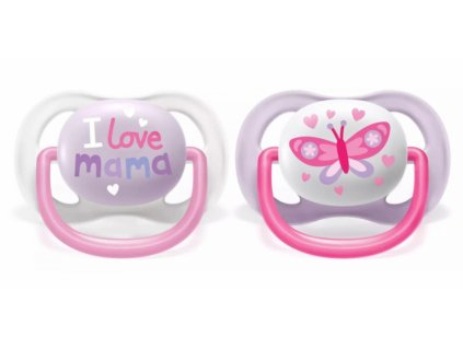 AVENT Dudlík Ultra Air Happy I Love mama, 0-6m - Motýlek, lila