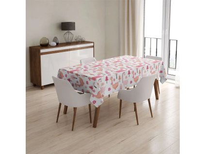 Sablio Ubrus Růžoví dinosauři - 130x130 cm (Varianta Sablio Ubrus Růžoví dinosauři - 130x130 cm)