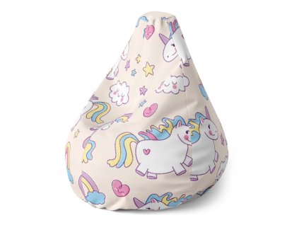 Sablio Sedací vak Pear Jednorožci - 140 x 100 x 25 cm (Varianta Sablio Sedací vak Pear Jednorožci - 70 x 95 x 15 cm)