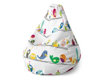 Sablio Sedací vak Pear Ptáčci - 140 x 100 x 25 cm (Varianta Sablio Sedací vak Pear Ptáčci - 70 x 95 x 15 cm)