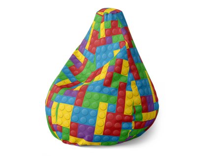 Sablio Sedací vak Pear Barevná stavebnice - 140 x 100 x 25 cm (Varianta Sablio Sedací vak Pear Barevná stavebnice - 70 x 95 x 15 cm)