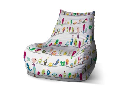 Sablio Sedací vak Bean Ptáčci - 100 x 90 x 45 cm (Varianta Sablio Sedací vak Bean Ptáčci - 100 x 90 x 45 cm)