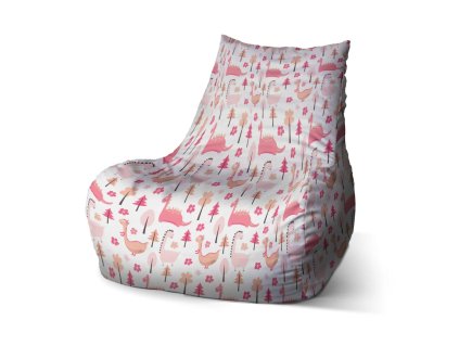Sablio Sedací vak Bean Růžoví dinosauři - 100 x 90 x 45 cm (Varianta Sablio Sedací vak Bean Růžoví dinosauři - 100 x 90 x 45 cm)