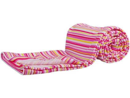 Bavlněná letní deka růžové proužky