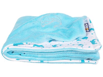 Dětská deka světlá aqua delfín Wellsoft bio-bavlna