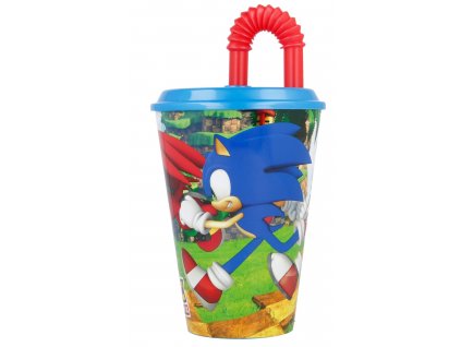 Sonic plastový pohár s brčkem