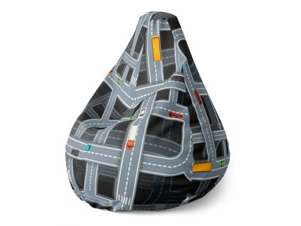 Sablio Sedací vak Pear Dětská autodráha - 140 x 100 x 25 cm (Varianta Sablio Sedací vak Pear Dětská autodráha - 70 x 95 x 15 cm)