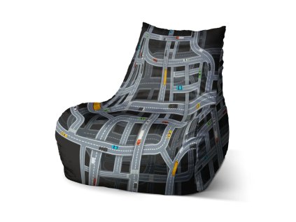 Sablio Sedací vak Bean Dětská autodráha - 100 x 90 x 45 cm (Varianta Sablio Sedací vak Bean Dětská autodráha - 100 x 90 x 45 cm)