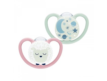 Dudlík NUK Happy Nights 6-18m 2ks/BOX holka (Velikost 6-18 m)