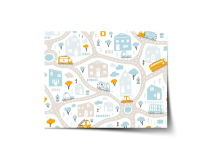 Sablio Plakát Cestičky s dopravou - 120x80 cm (Varianta Sablio Plakát Cestičky s dopravou - 120x80 cm)