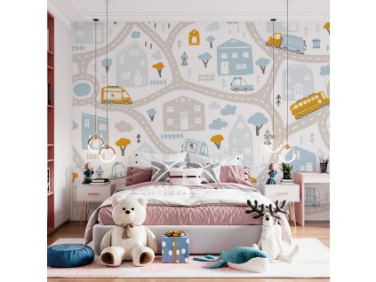 Sablio Tapeta Cestičky s dopravou - 125x75 cm (Varianta Sablio Tapeta Cestičky s dopravou - 125x75 cm)