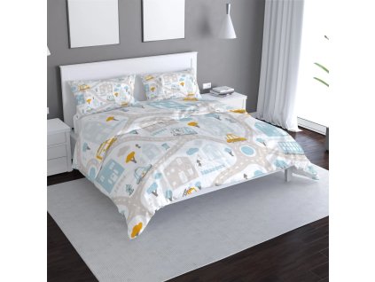 Sablio Povlečení Cestičky s dopravou - 140x200 / 90x70 (Varianta Sablio Povlečení Cestičky s dopravou - 140x200 / 90x70)