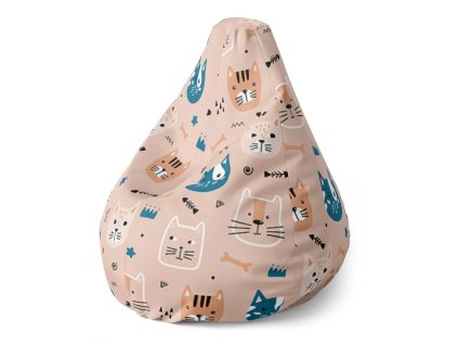 Sablio Sedací vak Pear Barevné kočičky - 140 x 100 x 25 cm (Varianta Sablio Sedací vak Pear Barevné kočičky - 70 x 95 x 15 cm)