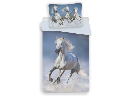 JERRY FABRICS Povlečení Horses white Bavlna, 140/200, 70/90 cm