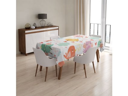 Sablio Ubrus Oblak s ptáčky - 130x130 cm (Varianta Sablio Ubrus Oblak s ptáčky - 130x130 cm)