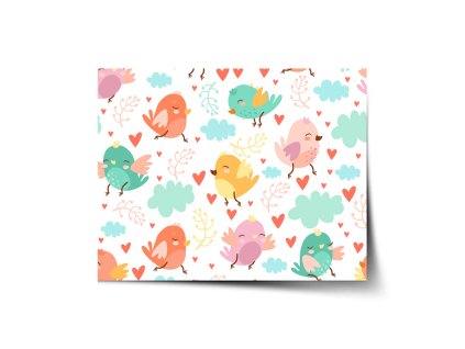 Sablio Plakát Oblak s ptáčky - 120x80 cm (Varianta Sablio Plakát Oblak s ptáčky - 120x80 cm)