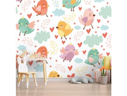 Sablio Tapeta Oblak s ptáčky - 125x75 cm (Varianta Sablio Tapeta Oblak s ptáčky - 125x75 cm)