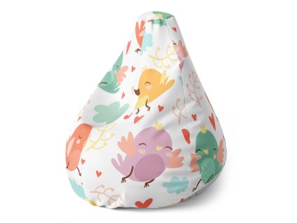 Sablio Sedací vak Pear Oblak s ptáčky - 140 x 100 x 25 cm (Varianta Sablio Sedací vak Pear Oblak s ptáčky - 140 x 100 x 25 cm)